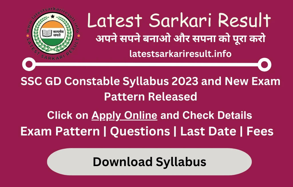 SSC GD Constable Syllabus 2023 and New Exam Pattern Released